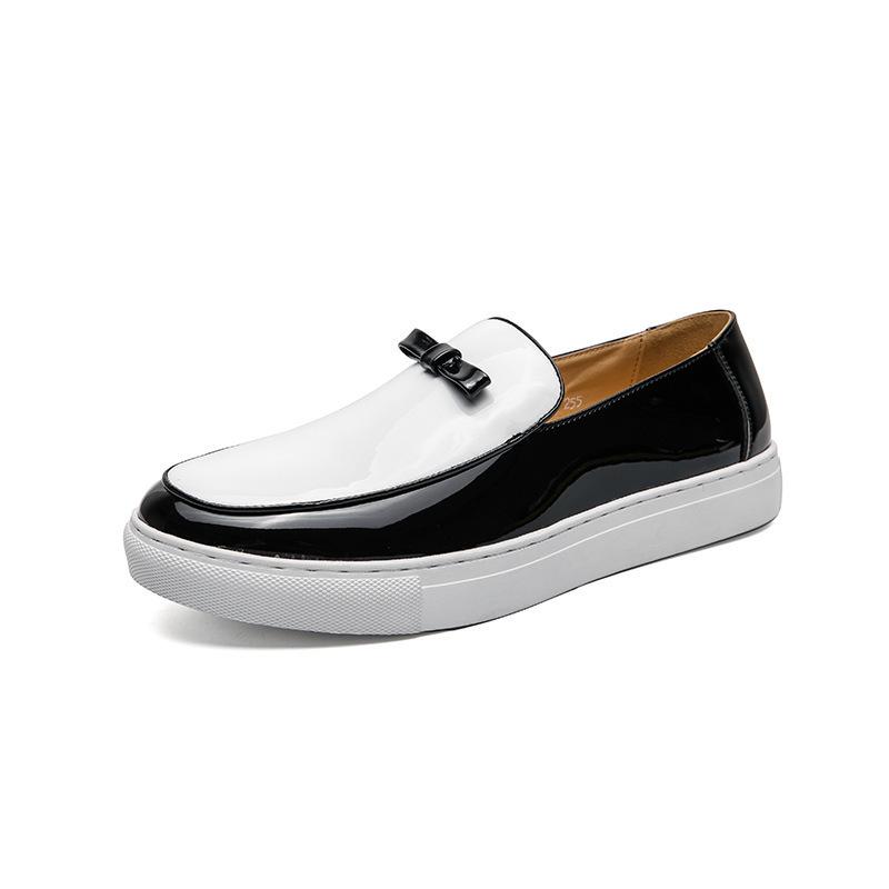 Men's Korean Style Glossy Runway Slip-on Sneakers - Large Size Fashionable Business Casual Shoes