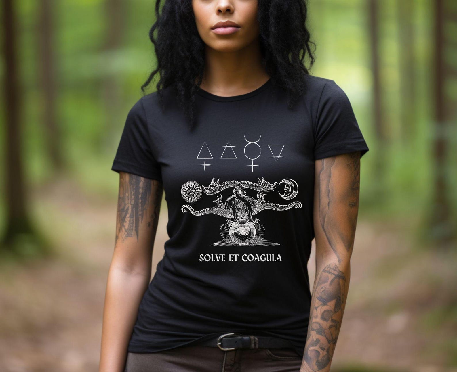 solve et coagula occult double dragon alchemy t-shirt, esoteric unisex tee, hermeticism M