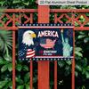 2D Flat, 1pc "250th Celebration" Patriotic Plaque, 12"×8" - American Independence Decor Sign with Eagle & Statue, Red White & Blue - Aluminium Wall