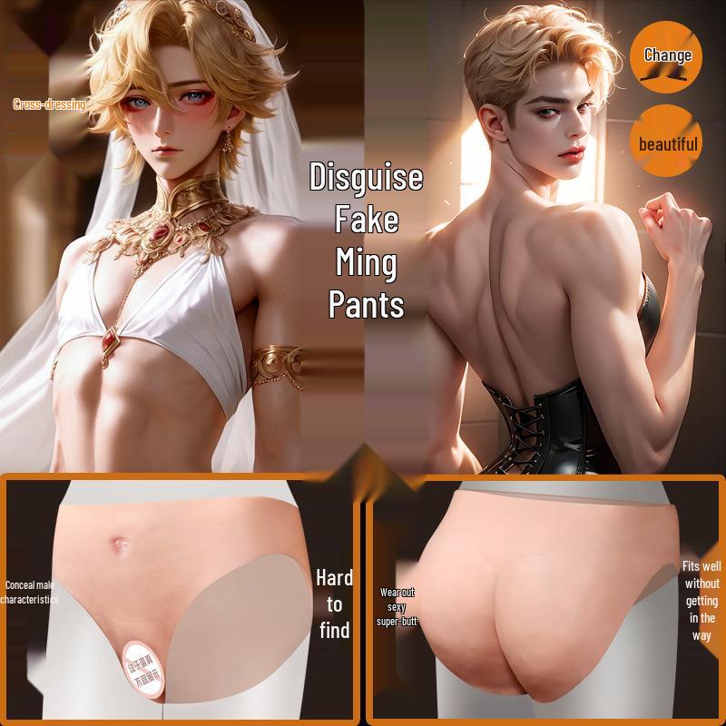 Dlouhé silikonové kalhotky Vagina pro lesby - Měkká nositelná intimní hračka