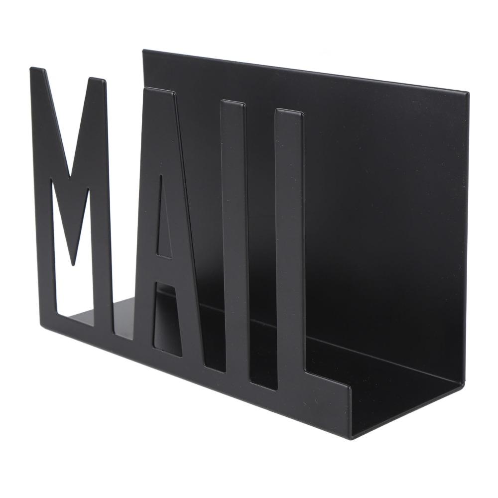 Metal Construction Mail Organizer Cutout Design Hollow Design Mail Holder Modern Style Two-Sided Design Letter Organizer