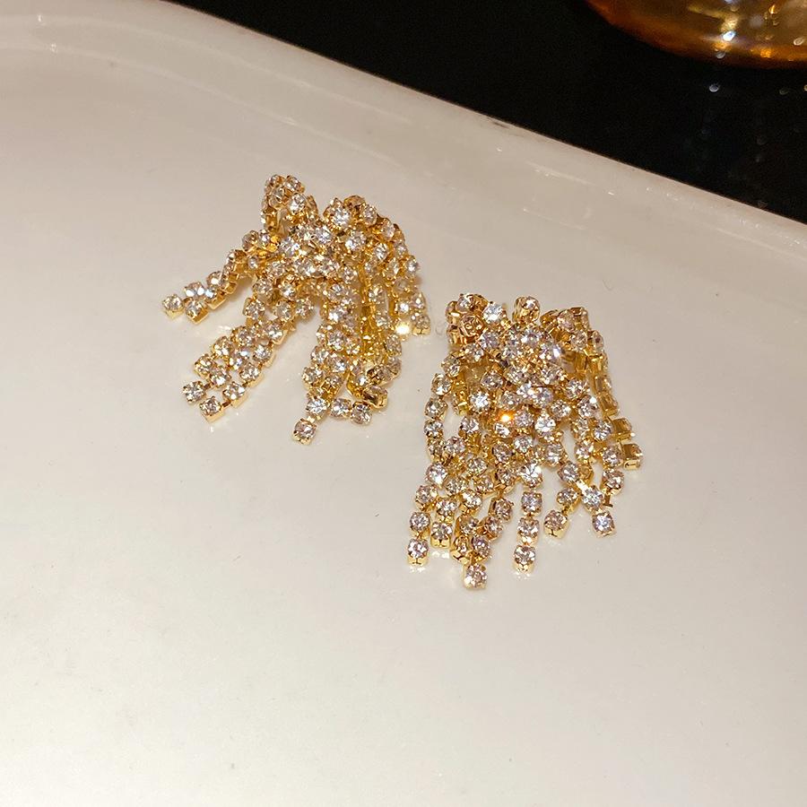

Silver Needle Diamond Fireworks Tassel Earrings Light Luxury Premium Earrings European and American Fashion Versatile Earrings Design Sense Niche