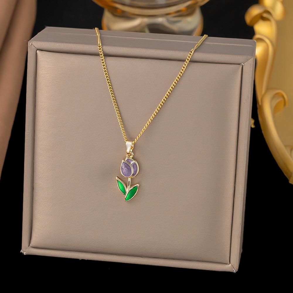 2025 Sommer Rote Kirsche Anhänger Halskette - Japanisch & Koreanisch Inspiriert Leichter Luxus Schlüsselbeinkette für Damen, Titanstahl.