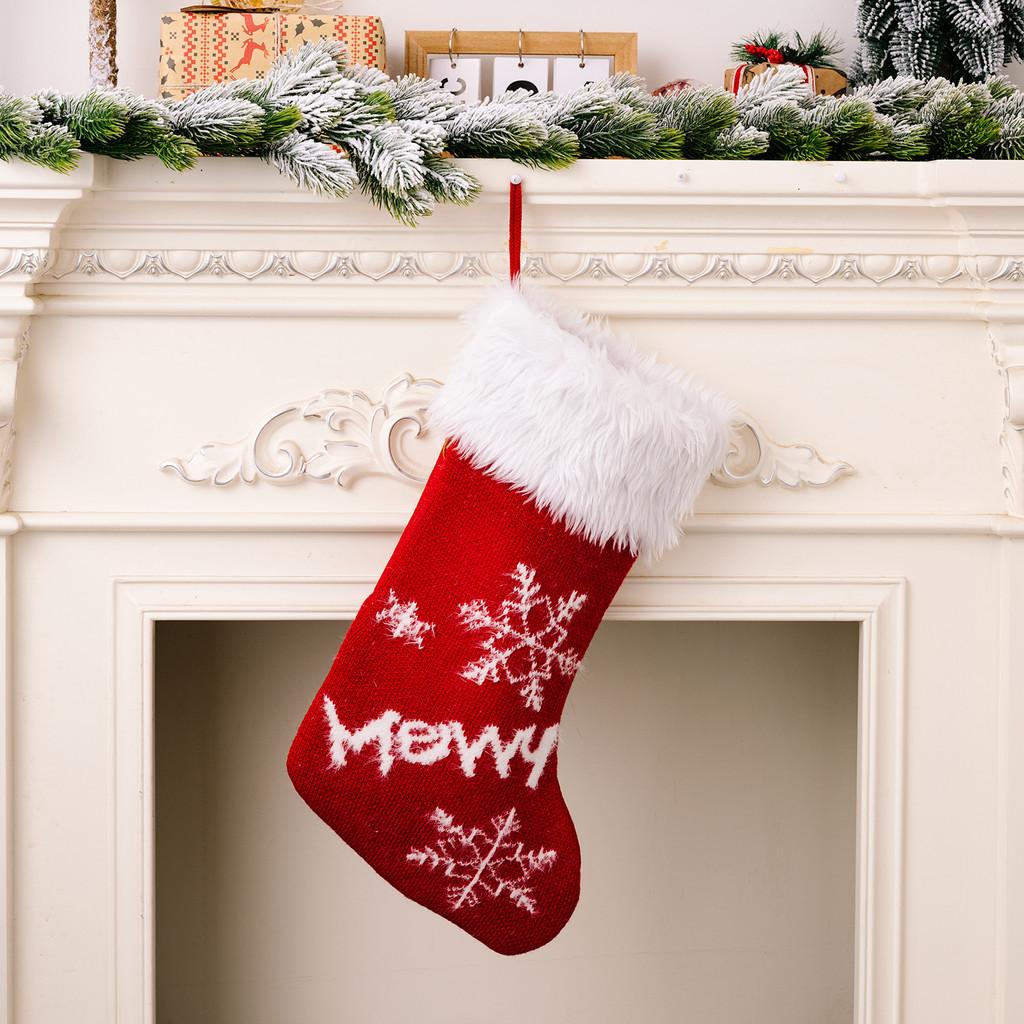 Quality Elegant High Christmas Stocking With Plush Fur Edge And Festive Letters