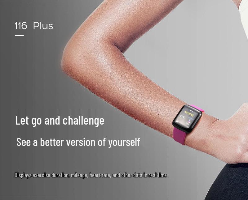 116Plus D13 Smart Sports Bracelet with Color Screen, Step Counter, Bluetooth Alerts, Heart Rate & Blood Pressure Monitor.