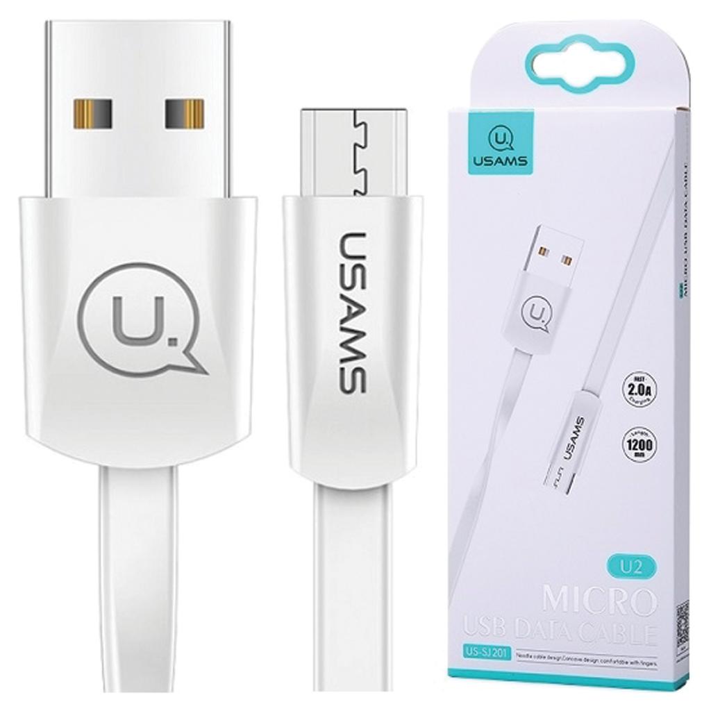 Usams Kabel Płaski U2 Microusb 1,2Mbialy/White Sj201Mic02 (Us-Sj201)