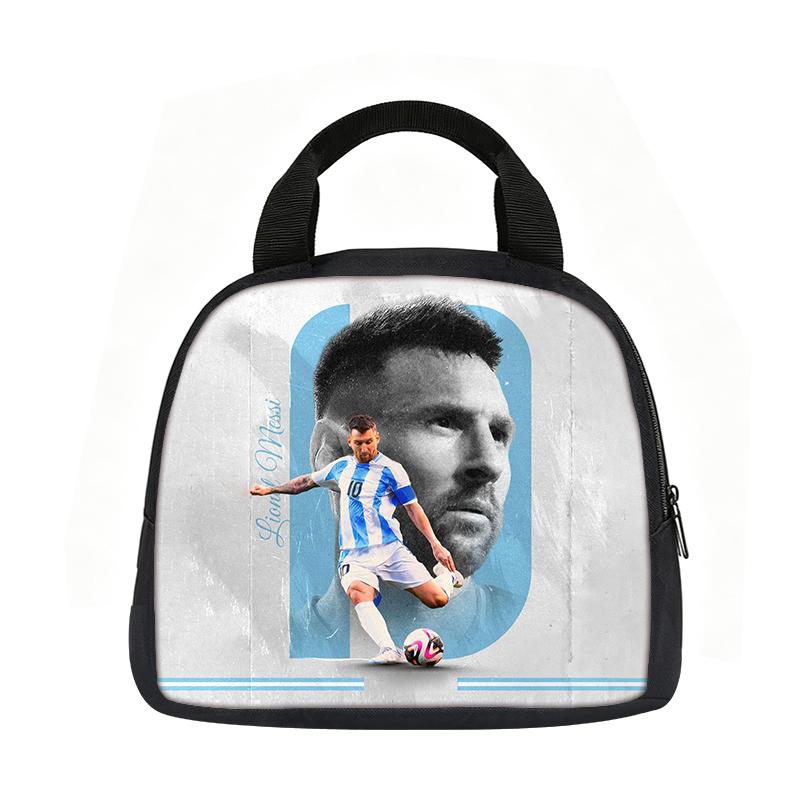 Leer, Reizen Handtas Geïsoleerde Lunchtas Herbruikbaar M-Messi Lunchbox Voetbalster Student Bento Voedselcontainer Tassen