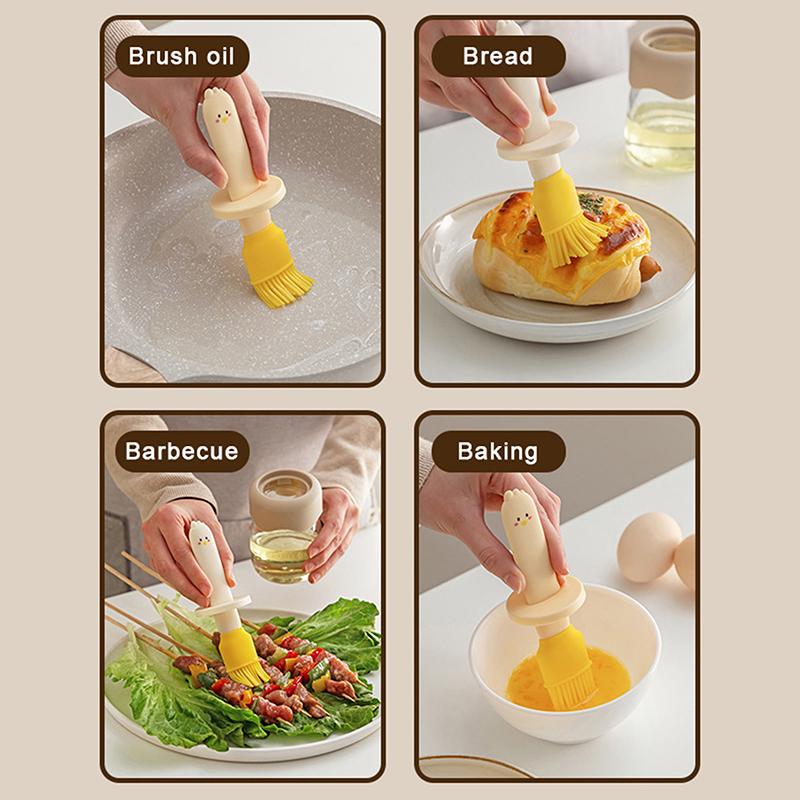 Silikonborste Oljeflaska Matlagning Grill Kök Kryddflaska Set Oljepensel Grillpensel Värmebeständig Grillpensel Utomhus Grillverktyg