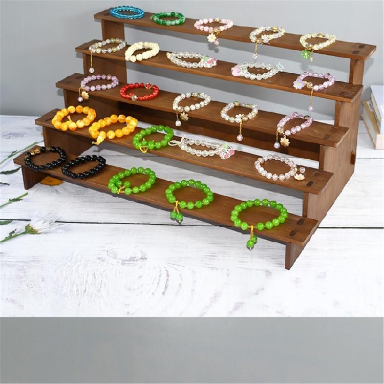 Unique Wood Bangles Display Stand Elegant Four Tiers Stylish Wood Bracelets Holder For Celebration And Gatherings