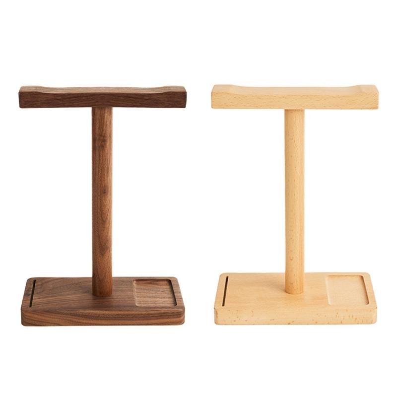 Walnut Headphone Stand Universal Desktop Holder for Gaming Headsets Solid Wood Craftsmanship with Storage Base
