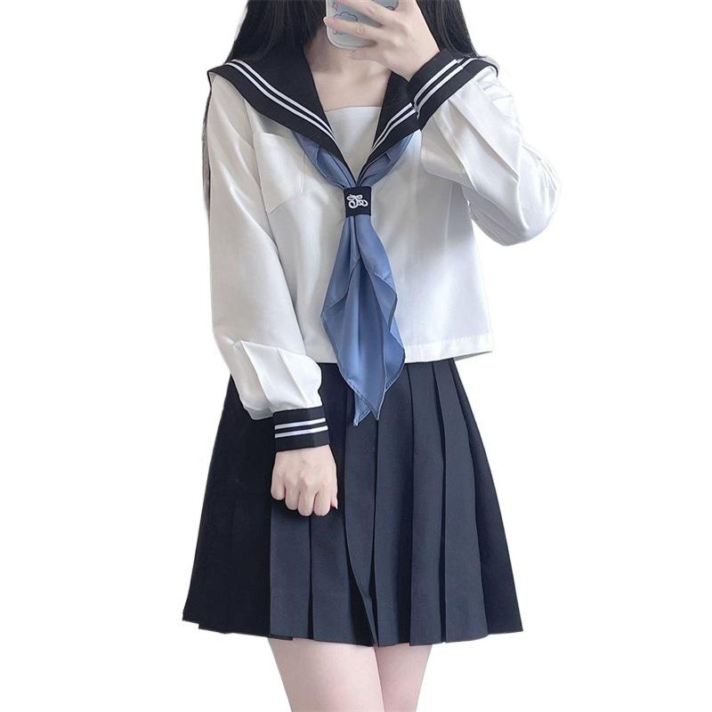 Originální JK Campus Kreslená Uniforma: Bílý námořnický oblek ve stylu vysokoškoláka druhého ročníku pro ženy