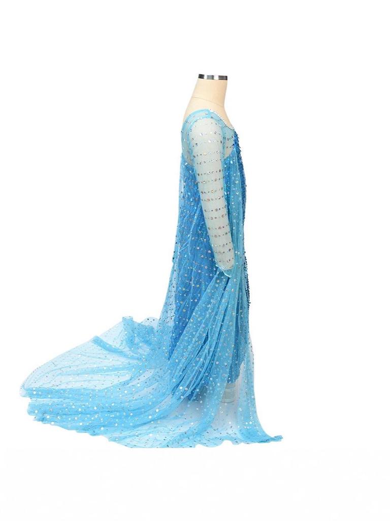 Frozen Girls' Elsa Sequin Mesh Long-Sleeve Formal Dress