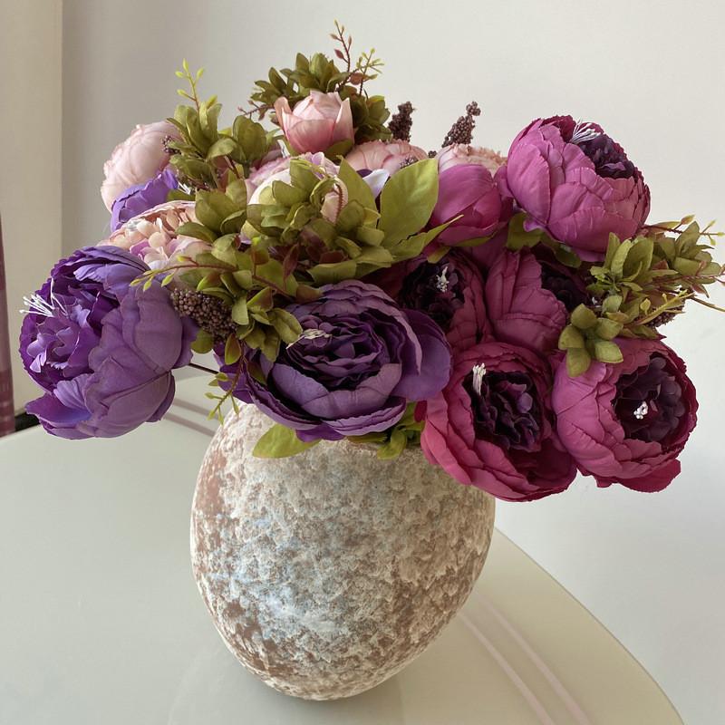 Mimaya 13head Peony Faux Flower Bouquet Wedding Decor For Home And Photography