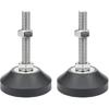 BORDSTRACT Rubber Base Levelers, 2 Pcs M6 Adjustable Furniture Legs, Threaded Metal Leveling Feet, Easily Adjustable Furniture Levelers, for All