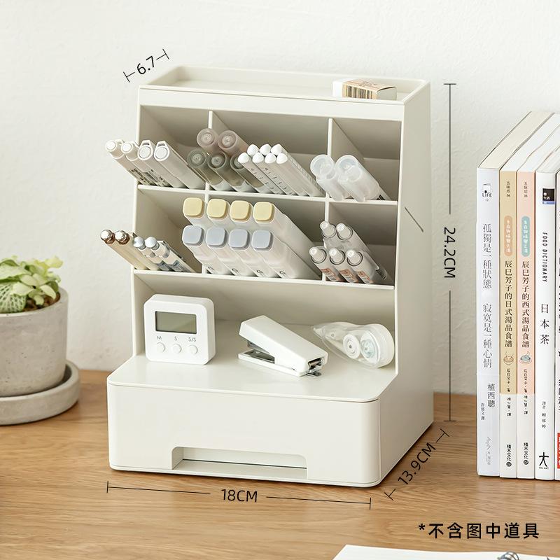 Large Capacity Pencil Holder Desktop Stationery Storage Box Divided Drawer Stationery Organizer for Students Office Storage Rack