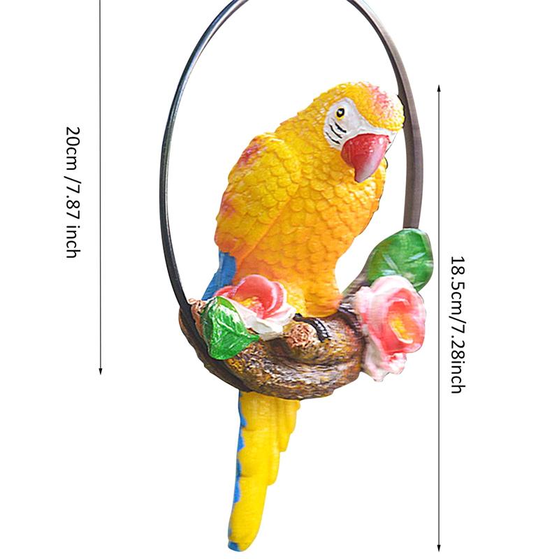 Creative Resin Parrot Hang On Tree Outdoor Garden Decoration Statue Animal Sculpture For Home Office Room Garden Decor Ornament