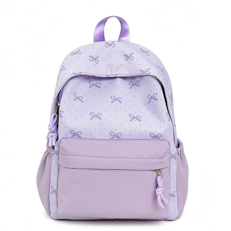 Bow Ctrast Backpack Women's Lightweight School Bag