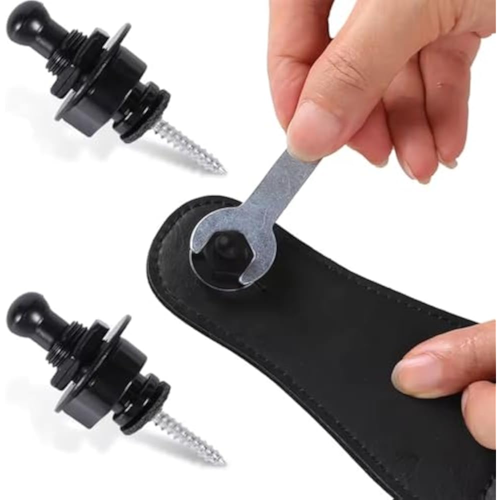 XIANFQNKJ Guitar Strap Locks Set of 2 Strap Pins Metal Black Total Length 3.22cm for Guitar Bass