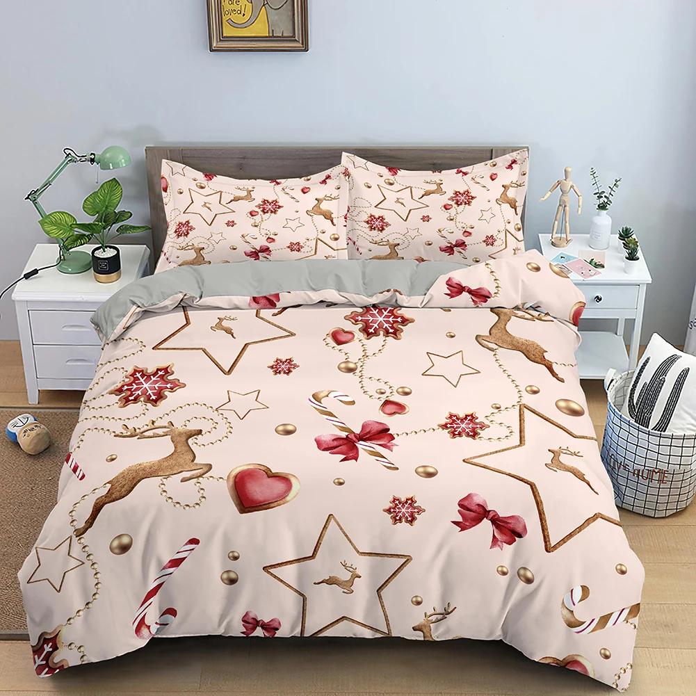 Red Merry Christmas King Queen Duvet Cover Kids Christmas Quilt Cover Santa Claus Bedding Set 1/2Pcs Microfiber Comforter Cover