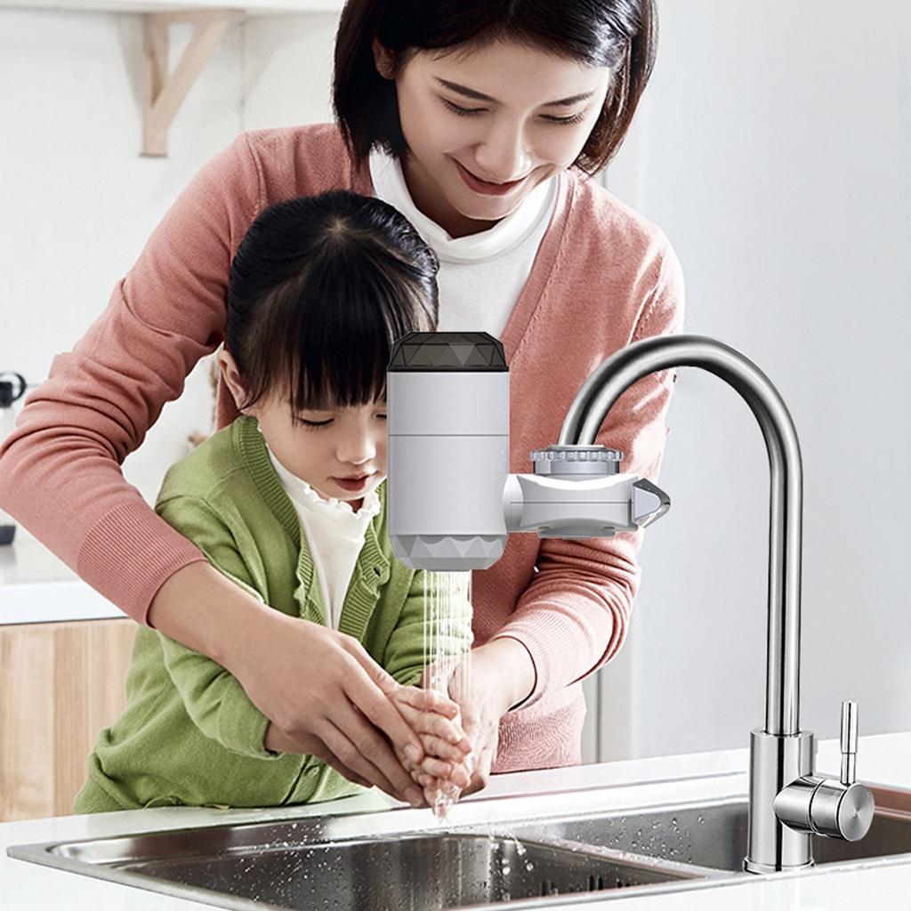 AC 220V Electric Hot Faucet Water Heater Kitchen Cold Heating Faucet Tankless Digital Instantaneou Water Tap With Adapter