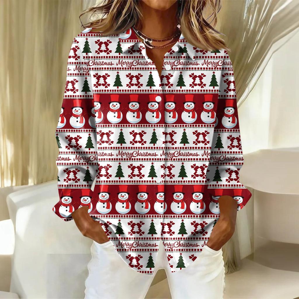 Dameskjorte med blomsterprintknapper, langermet avslappet vanlig skjorte bluser avslappet plussstørrelse basic topper