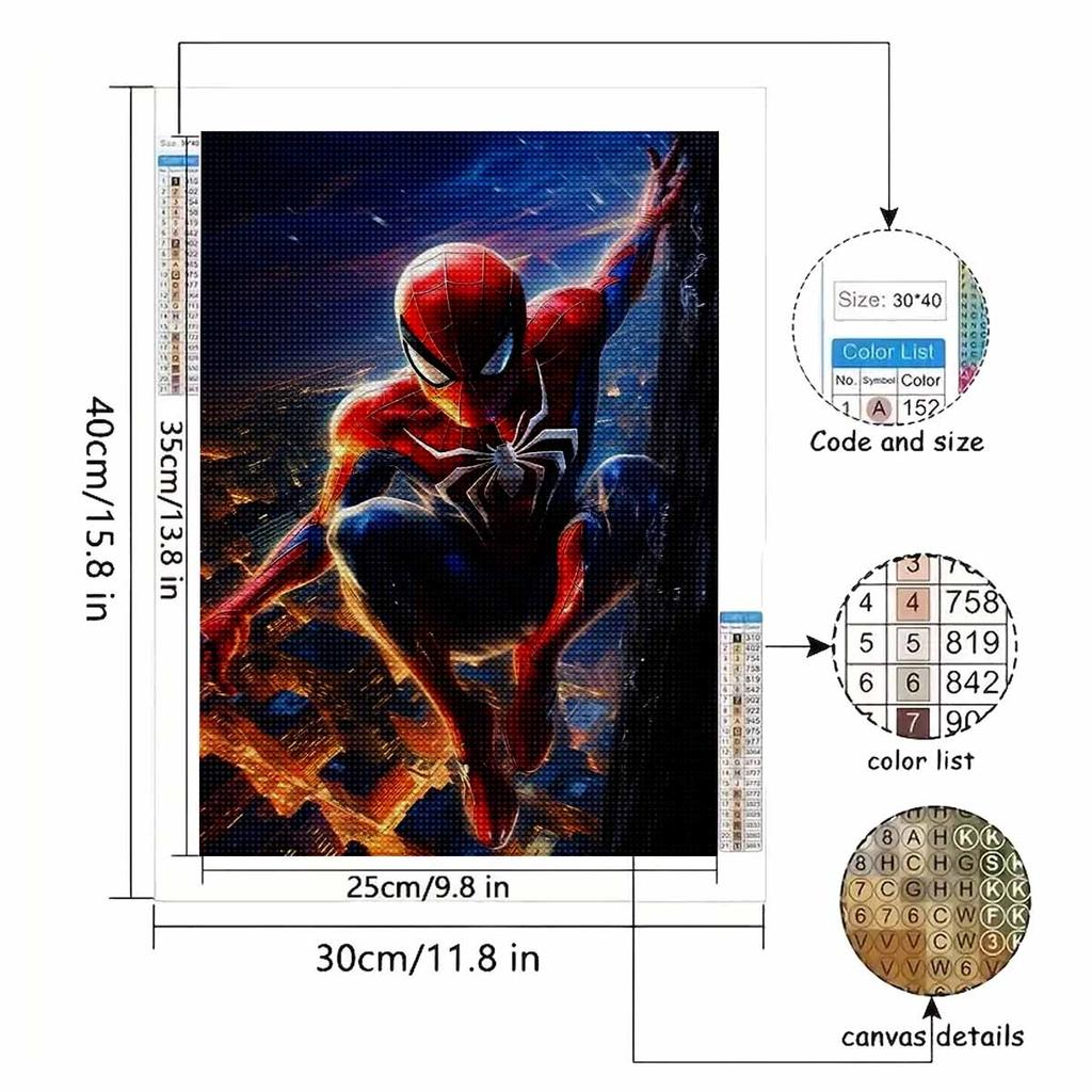 Full Round Diamond Painting Spider-man High Up Art Rhinestone Picture Mosaic DIY 5D Cross Stitch Embroidery Home Decoration