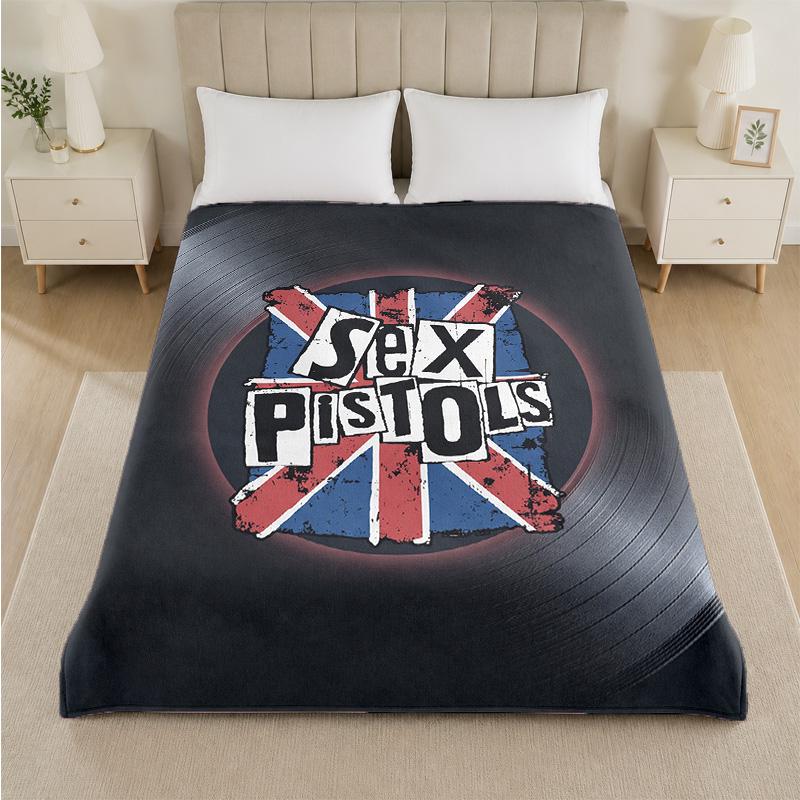 Sex Pistols Print Flannel Blanket Cozy Lightweight Plush Throw Blanket For Bed Sofa Household Use
