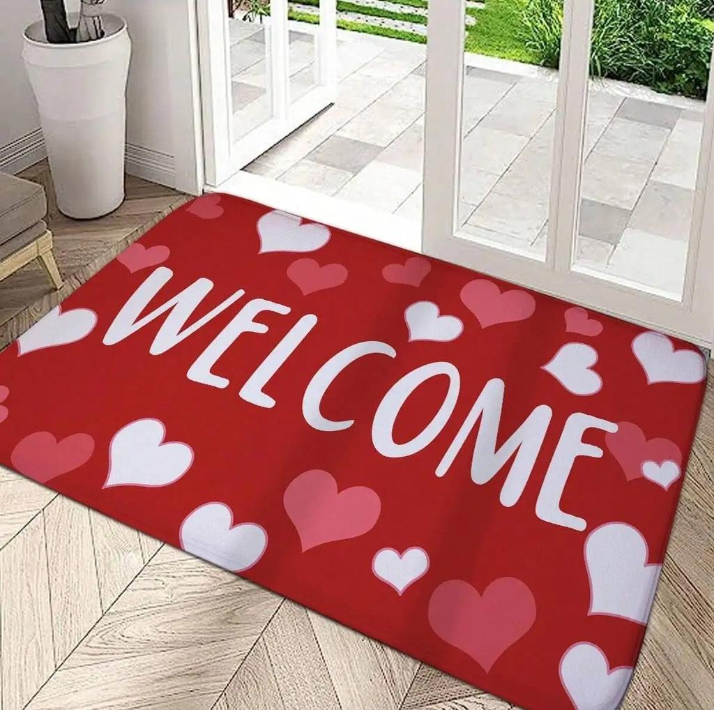 Love Heart Mat Home Indoor Welcome Valentine'S Day Design Doormat Non-slip Entrance Floor Carpet Washable Bathroom Bedroom Rug