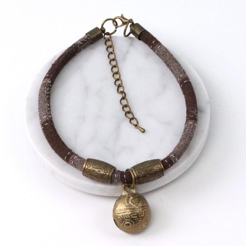 Handmade pet hand-woven lucky cat collar cartoon bell jewelry neck ring hand-woven