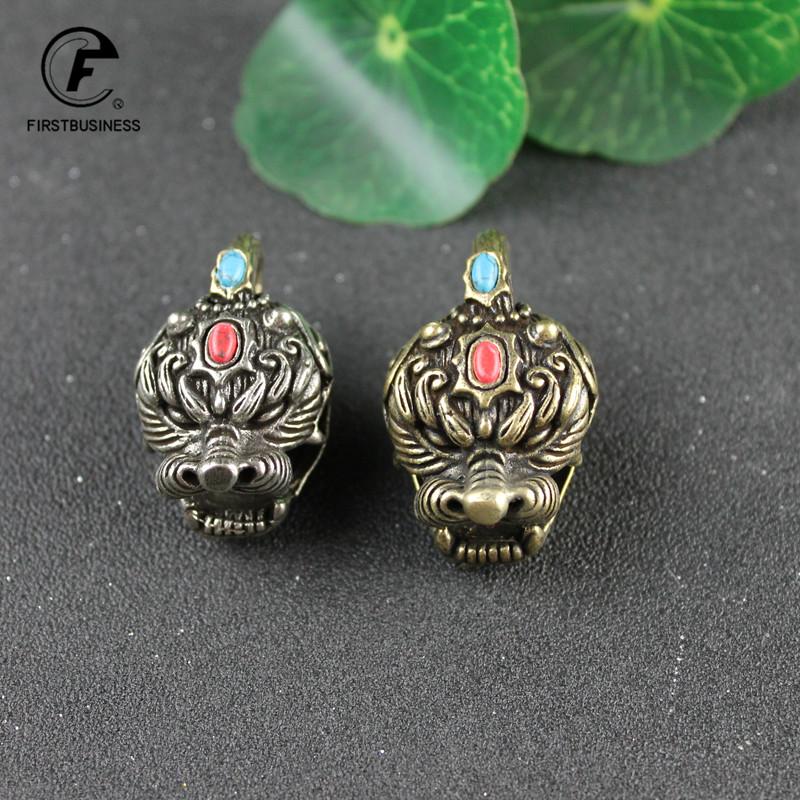 Copper Brave Troops Head Bell Small Ornaments Desk Feng Shui Decorations Retro Brass Keychain Pendants Home Decor Living Room