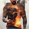 New Ferocious Animal Pattern 3D Printed Men's Street Round Neck Short Sleeved T-shirt