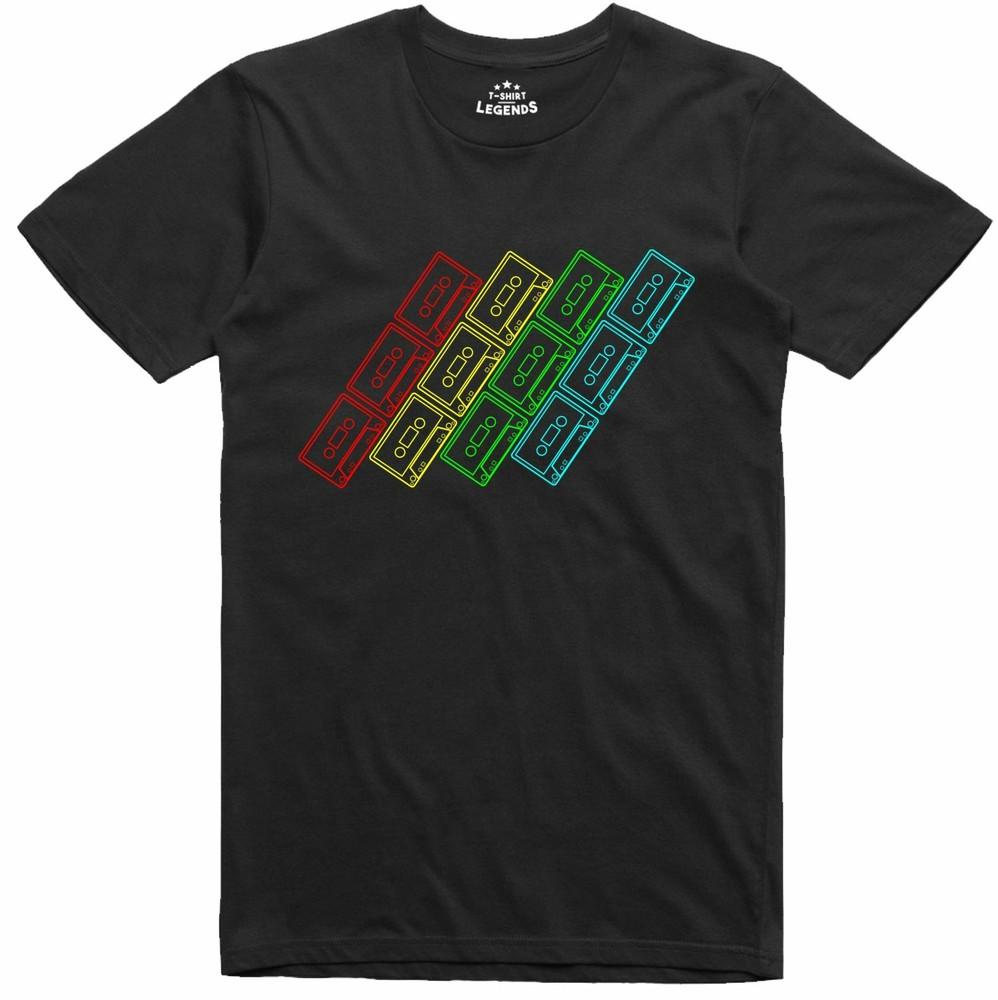 Cassette Audio Tape Spectrum Colours Retro 8 Bit Logo Era T Shirt