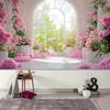 2D Floral Arch Pink Rose Room Backdrop Bridal Shower Photography Background