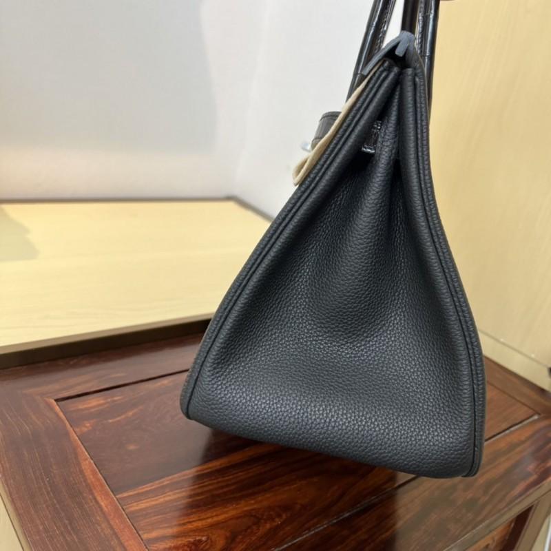 Yi Jinyuan 2023 Silver Button Alligator Pattern Stitching Cowhide Platinum Women's Handbag Gold Lady Bag