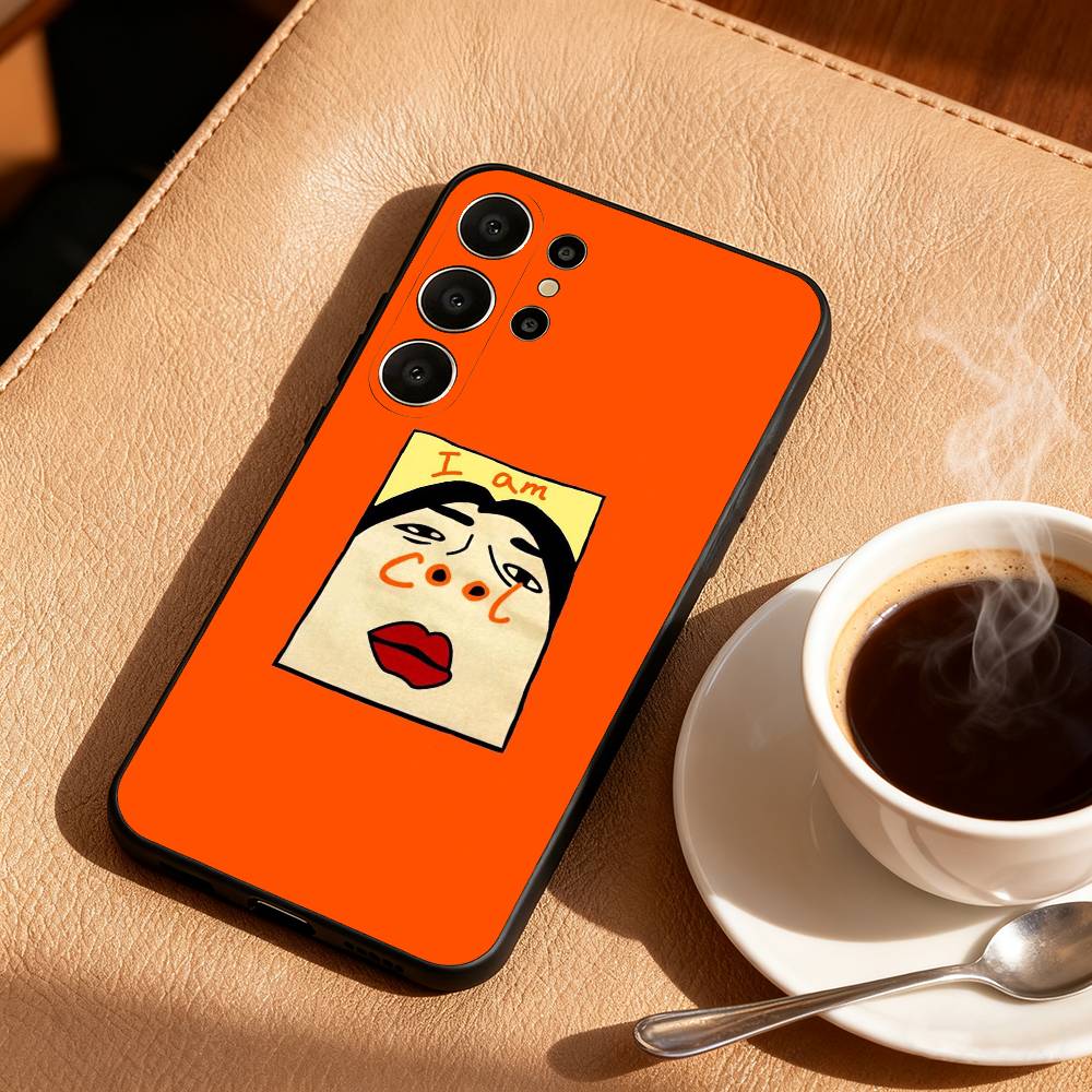 1PC F-Funny E-Exaggerated Face Emotion Phone Case For Samsung S26,S25,S24,S21,S22,S23,S30,Ultra,S20,FE,Lite,10,9,Black Cover