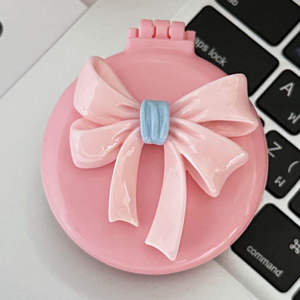 

Compact Round Folding Comb with Mirror Pink Pocket Hair Brush Durable Handle Comb Women round