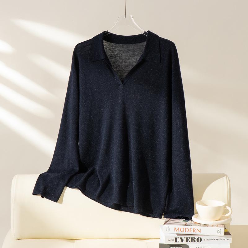 

2025 Early Autumn Women s Casual Knitted Lapel Top - Soft Linen Merino Wool Blend One Size