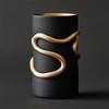 Black Vase Resin Handicraft Golden Snake Pattern Geometric Knots Snakes Entwined Flower Vase Home Decoration Accessories