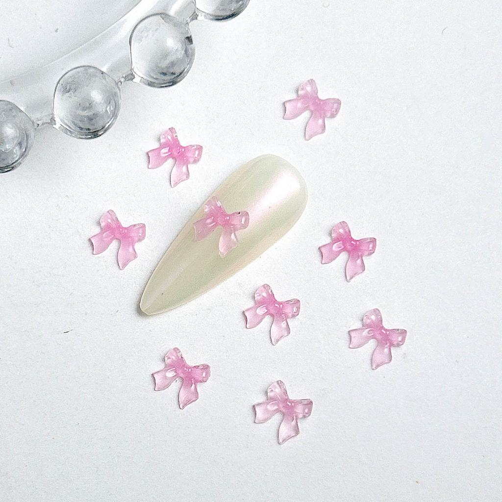 Mini Small Bow Nail Art Accessories Internet Celebrity Ice Transparent Resin 3D Bowknot Beautiful Girl Nail Decoration