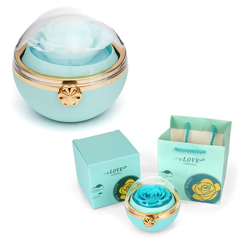 Rotating Rose Gift Box with Necklace and Ring - Valentine's Day Eternal Flower Jewelry Box