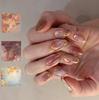 24PCS Retro Oil Paintings Patterns Almond False Nails with Glue Cute Sweet Garden Girl Stick On Nails Detachable Fake Nails Tips