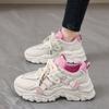 Women Summer Platform Shoes Mesh Surface Internet Celebrity Thick Sole Height Increasing White Dad Sneakers Casual Running