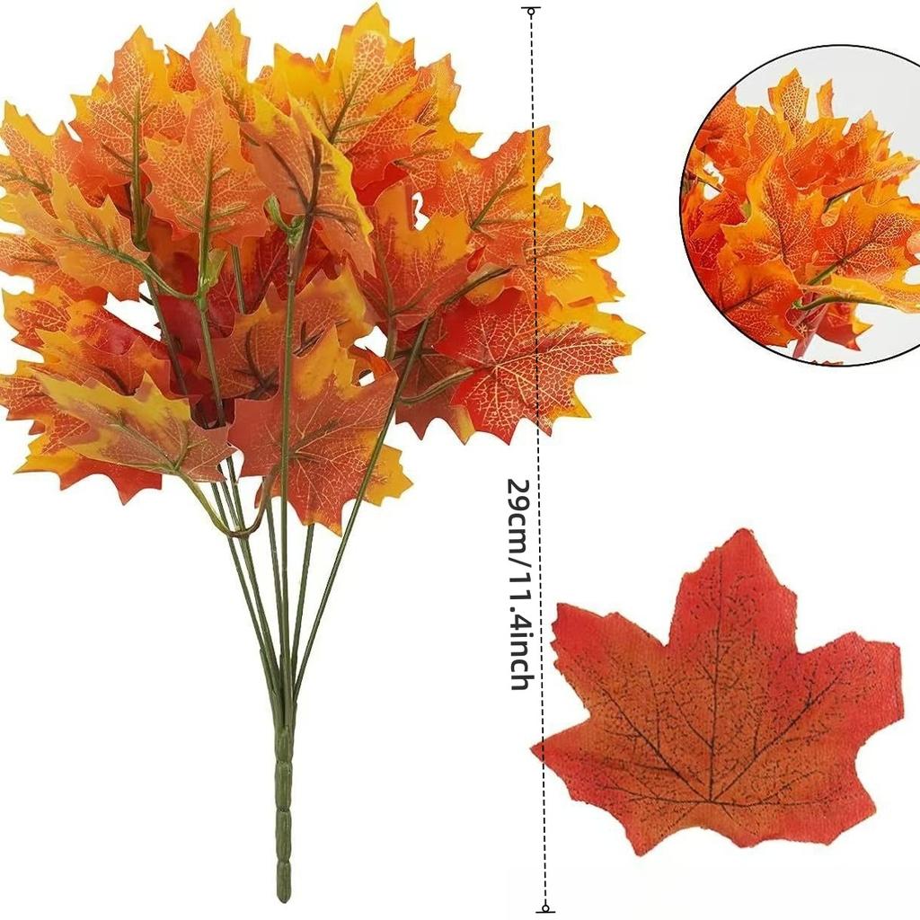 6/9 Branches Artificial Maple Leaves, Autumn Artificial Tree Leaves Decoration, Thanksgiving Plastic Fall Leaves, Indoor Outdoor