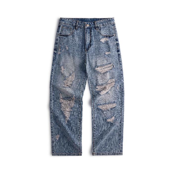 

Новые мужские джинсы на весну и лето, прямые, уличные, для ночного клуба, рваные 40