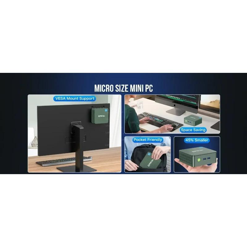GMKTec G3 plus N150 Mini PC Barebone Windows 11 pro 8 GB DDR4 256 GB NVMe SSD WiFi 6 BT 5.2 Dual-Display Computer für Büro