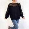 A New Lace-stitched One-shoulder, Hollowed-out Embroidered Pullover Sweater