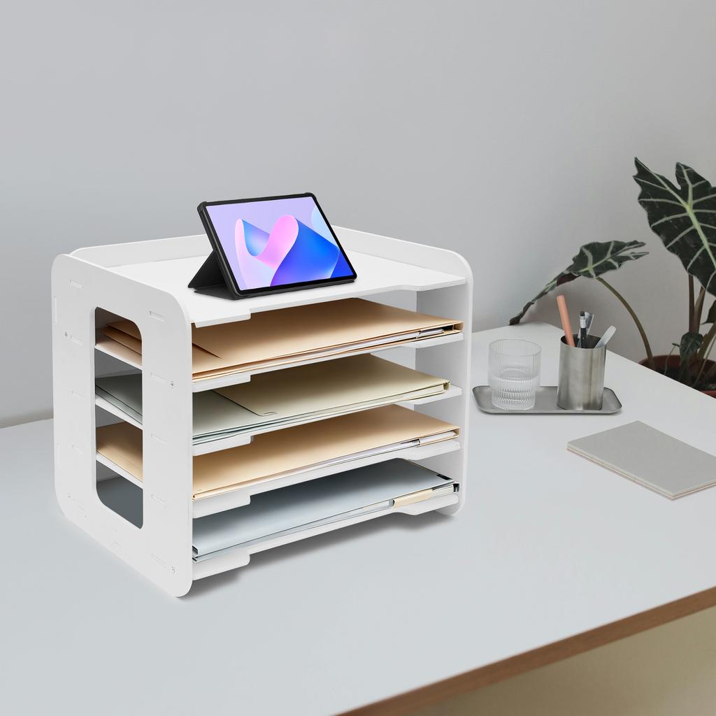5-Tier Desk Organizer, Document Tray, Letter Size File Holder, Storage Rack for Home & School Supplies, Compact Paper Sorter