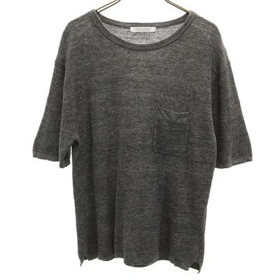 JOURNAL STANDARD Leinen Kurzarmpullover L grau Strick Herren Gebraucht