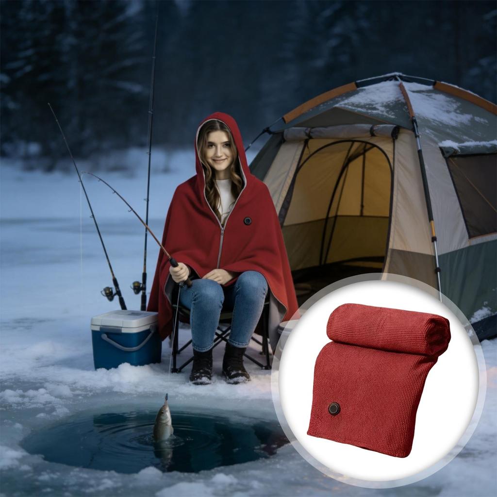Heated Hooded Blanket for Car, Outdoor and Use