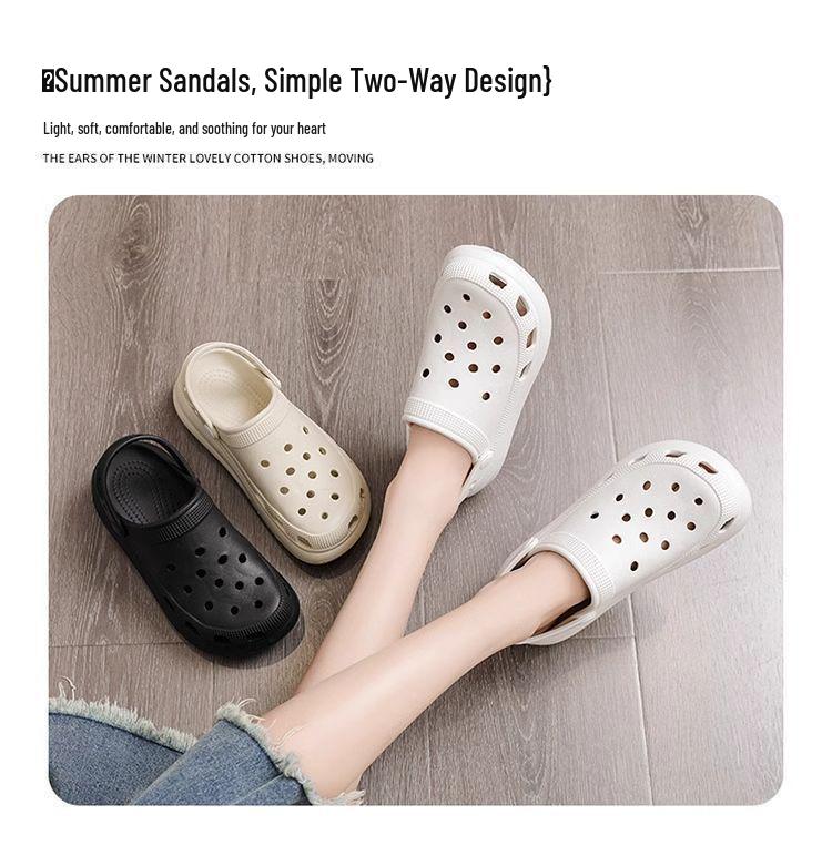 Women's Trendy Non-Slip Odor-Resistant Closed-Toe Summer Crocs with Thick Soles for Casual Outdoor Wear